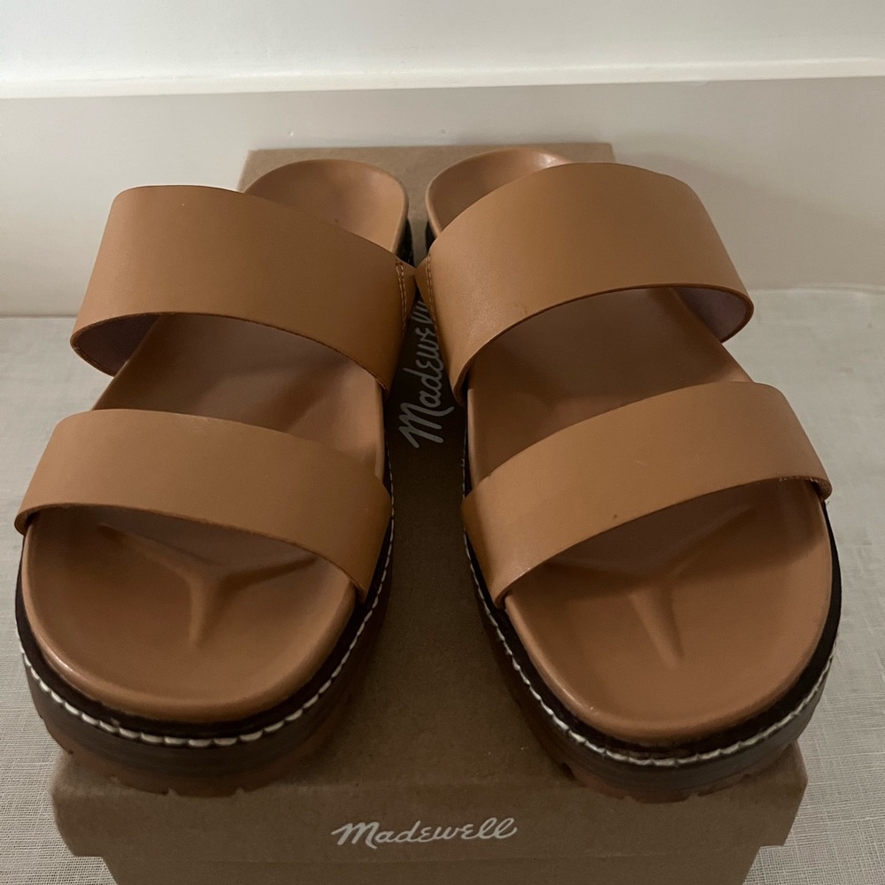 Madewell Charley Double Strap Slide Sandal. Desert Camel. Sz 7